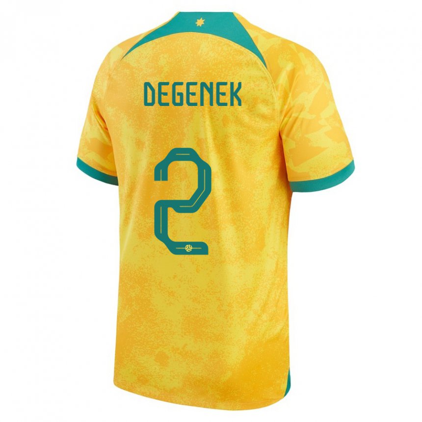 Bambino Maglia Australia Milos Degenek #2 D'oro Kit Gara Home 22-24 Maglietta