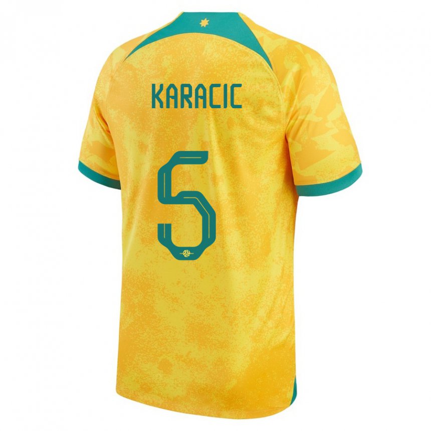 Bambino Maglia Australia Fran Karacic #5 D'oro Kit Gara Home 22-24 Maglietta