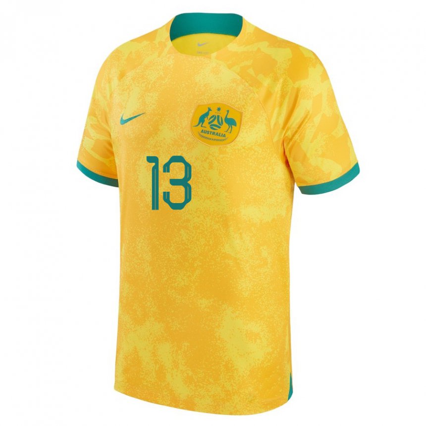 Bambino Maglia Australia Aaron Mooy #13 D'oro Kit Gara Home 22-24 Maglietta