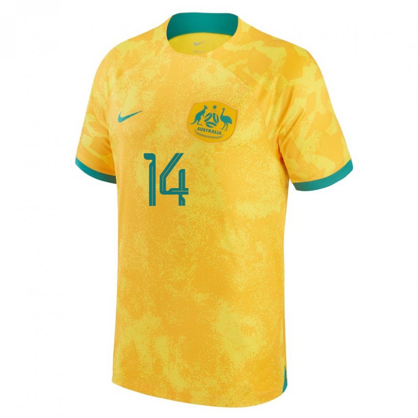 Bambino Maglia Australia Riley Mcgree #14 D'oro Kit Gara Home 22-24 Maglietta