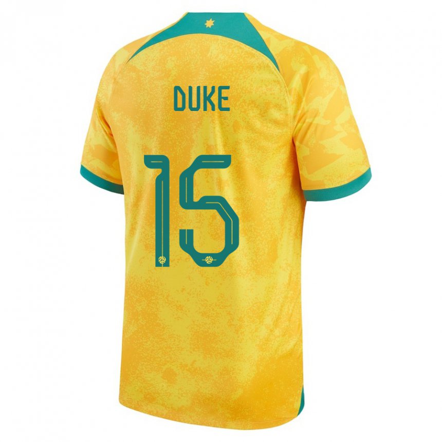 Bambino Maglia Australia Mitchell Duke #15 D'oro Kit Gara Home 22-24 Maglietta