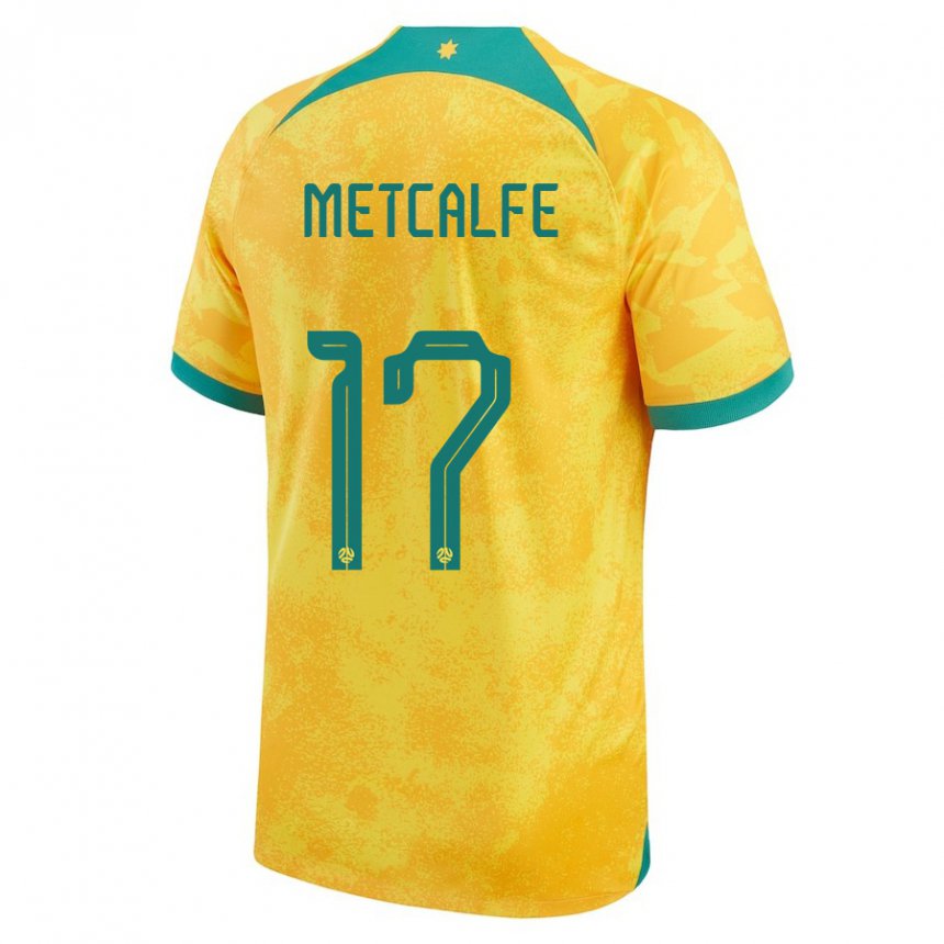 Bambino Maglia Australia Connor Metcalfe #17 D'oro Kit Gara Home 22-24 Maglietta