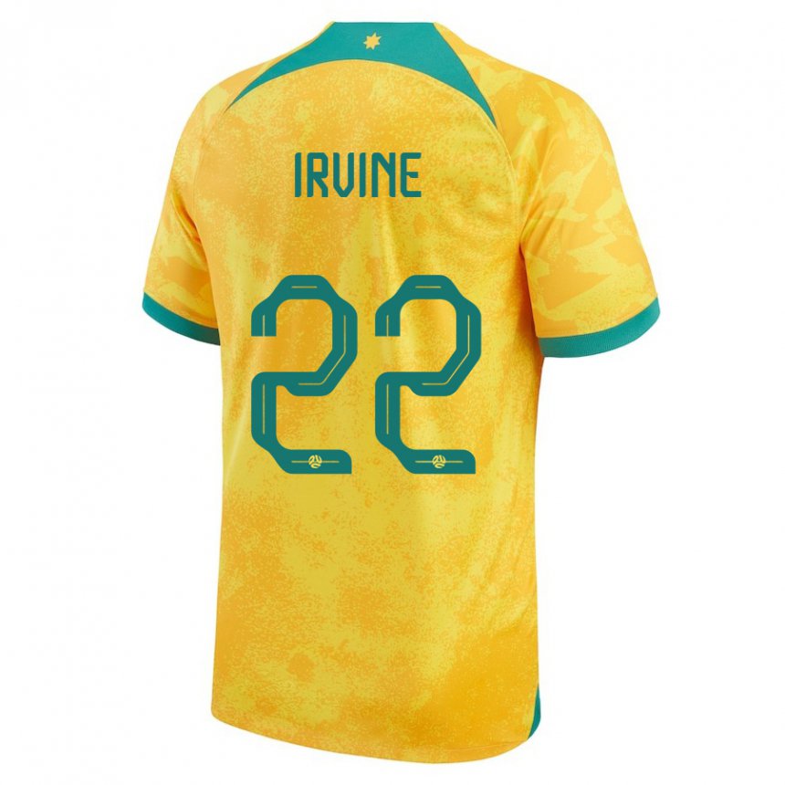 Bambino Maglia Australia Jackson Irvine #22 D'oro Kit Gara Home 22-24 Maglietta