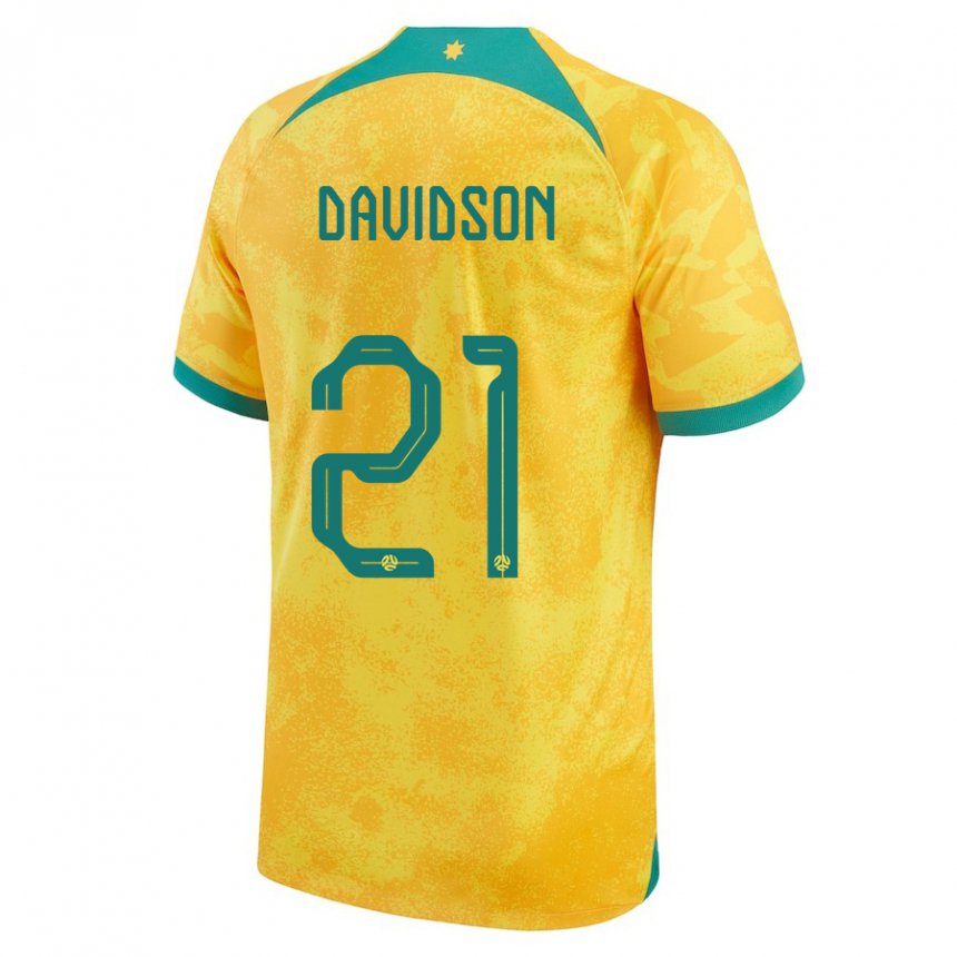 Bambino Maglia Australia Jason Davidson #21 D'oro Kit Gara Home 22-24 Maglietta