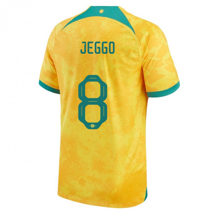 Bambino Maglia Australia James Jeggo #8 D'oro Kit Gara Home 22-24 Maglietta