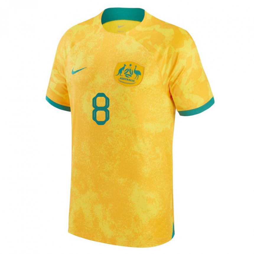 Bambino Maglia Australia James Jeggo #8 D'oro Kit Gara Home 22-24 Maglietta