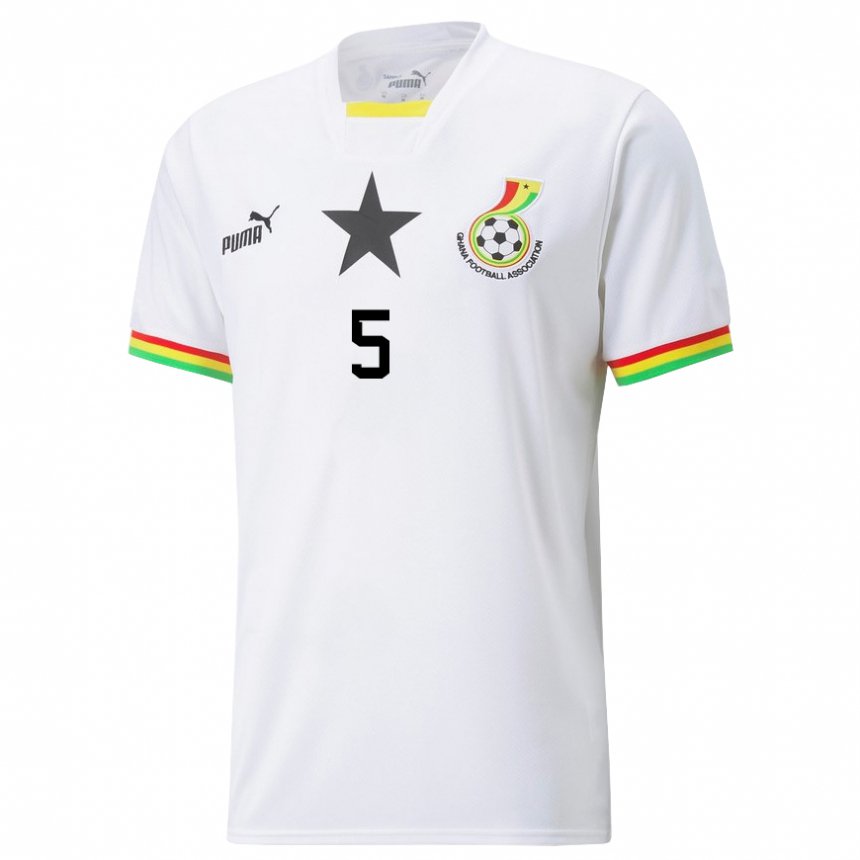 Bambino Maglia Ghana Thomas Partey #5 Bianco Kit Gara Home 22-24 Maglietta
