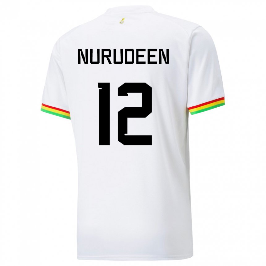 Bambino Maglia Ghana Abdul Nurudeen #12 Bianco Kit Gara Home 22-24 Maglietta