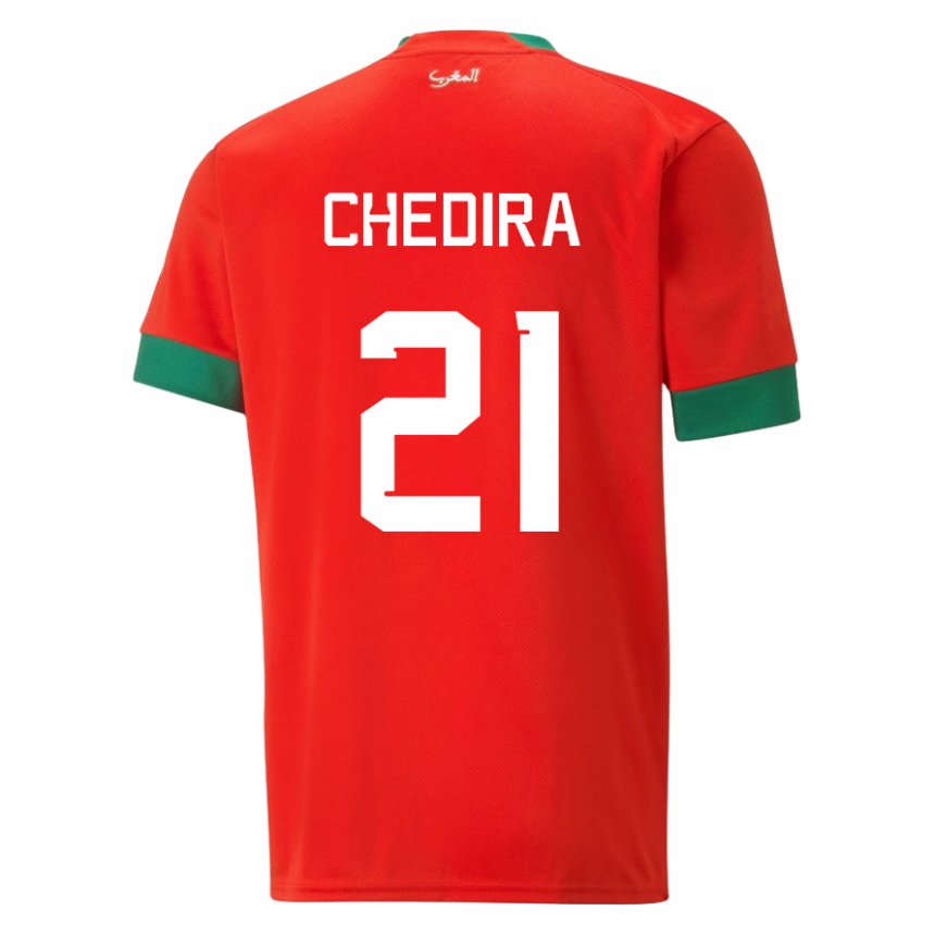 Bambino Maglia Marocco Walid Chedira #21 Rosso Kit Gara Home 22-24 Maglietta