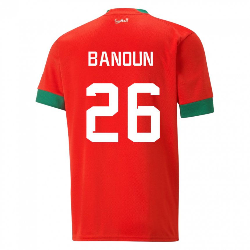 Bambino Maglia Marocco Badr Banoun #26 Rosso Kit Gara Home 22-24 Maglietta