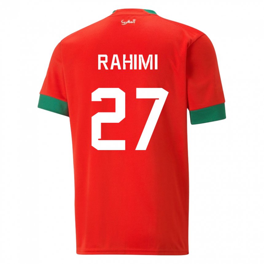 Bambino Maglia Marocco Soufiane Rahimi #27 Rosso Kit Gara Home 22-24 Maglietta