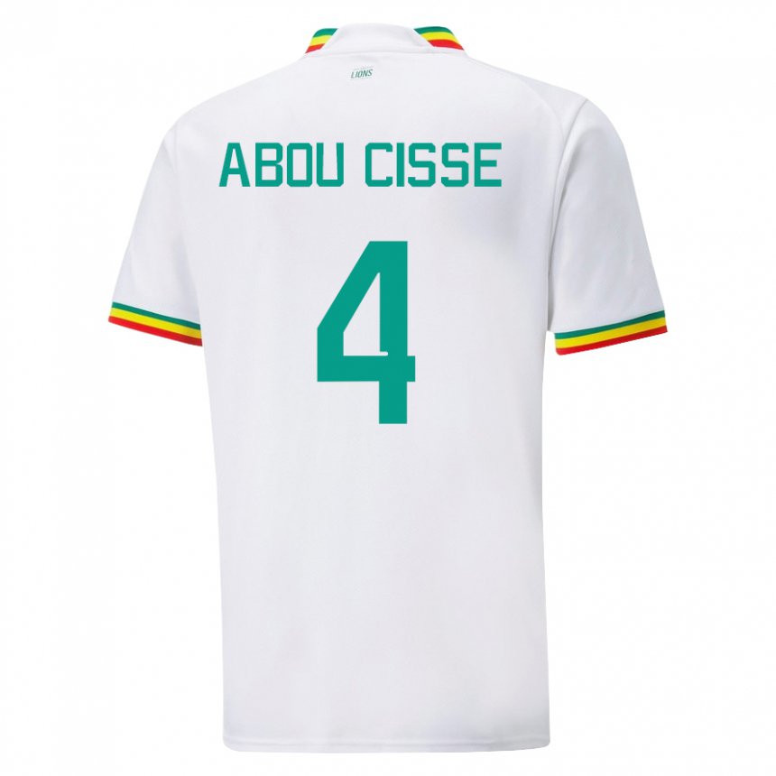 Bambino Maglia Senegal Pape Abou Cisse #4 Bianco Kit Gara Home 22-24 Maglietta