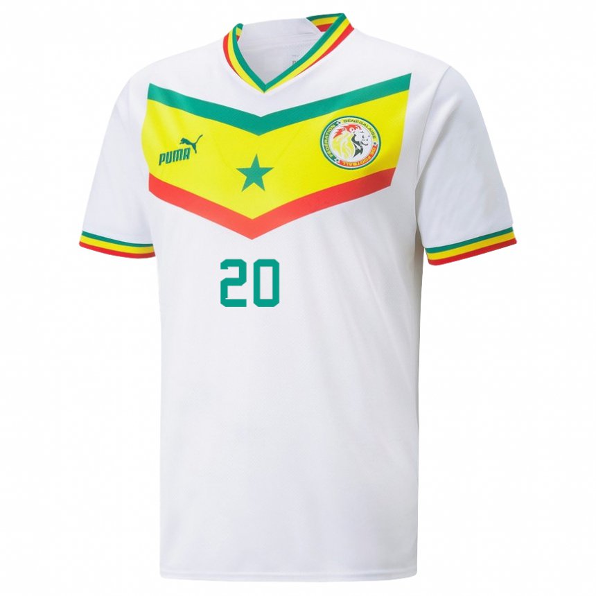 Bambino Maglia Senegal Bamba Dieng #20 Bianco Kit Gara Home 22-24 Maglietta