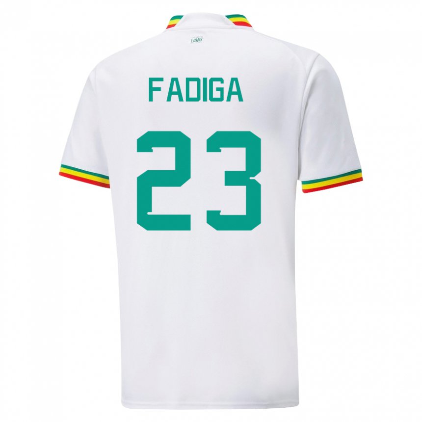 Bambino Maglia Senegal Noah Fadiga #23 Bianco Kit Gara Home 22-24 Maglietta