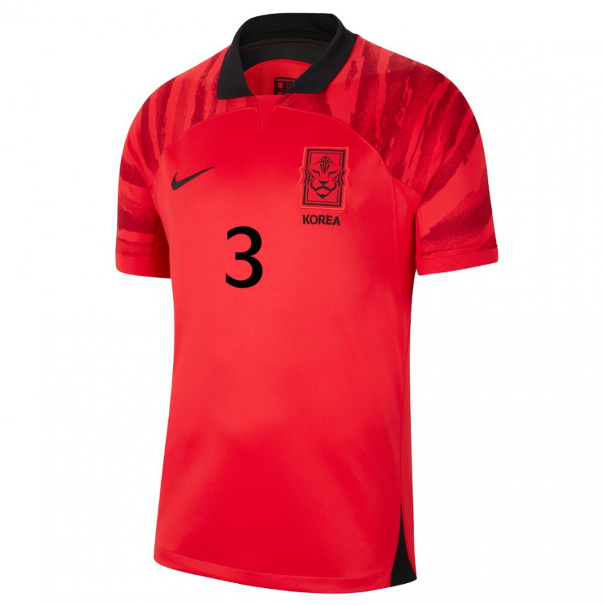 Bambino Maglia Corea Del Sud Jin-su Kim #3 Rosso Nero Kit Gara Home 22-24 Maglietta