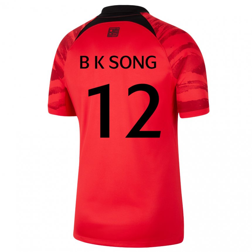 Bambino Maglia Corea Del Sud Bum-keun Song #12 Rosso Nero Kit Gara Home 22-24 Maglietta