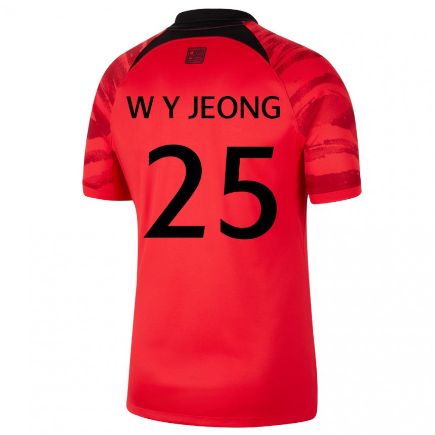 Bambino Maglia Corea Del Sud Woo-yeong Jeong #25 Rosso Nero Kit Gara Home 22-24 Maglietta
