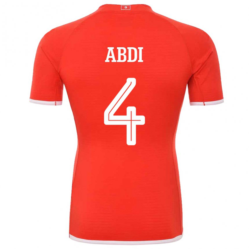 Bambino Maglia Tunisia Ali Abdi #4 Rosso Kit Gara Home 22-24 Maglietta