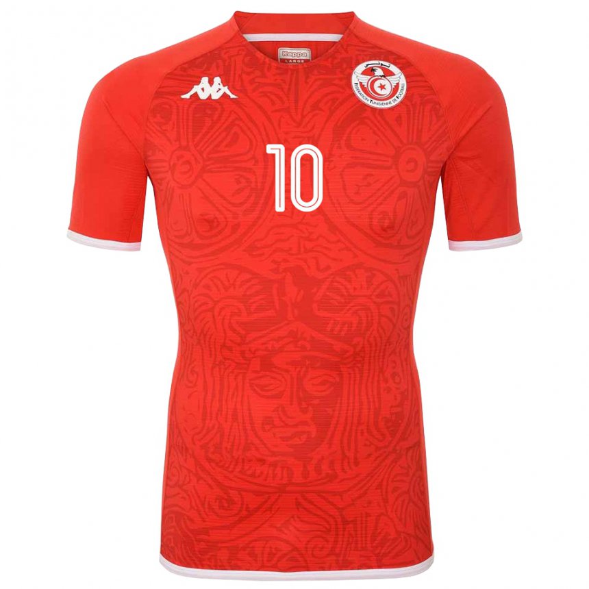 Bambino Maglia Tunisia Wahbi Khazri #10 Rosso Kit Gara Home 22-24 Maglietta