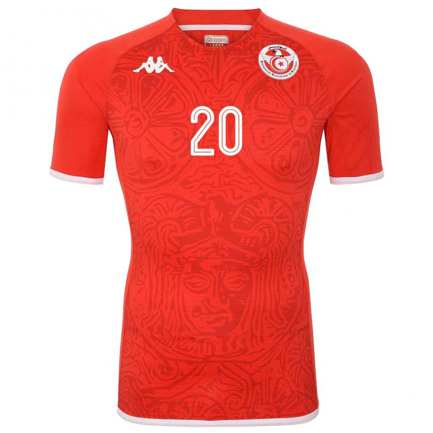 Bambino Maglia Tunisia Mohamed Drager #20 Rosso Kit Gara Home 22-24 Maglietta