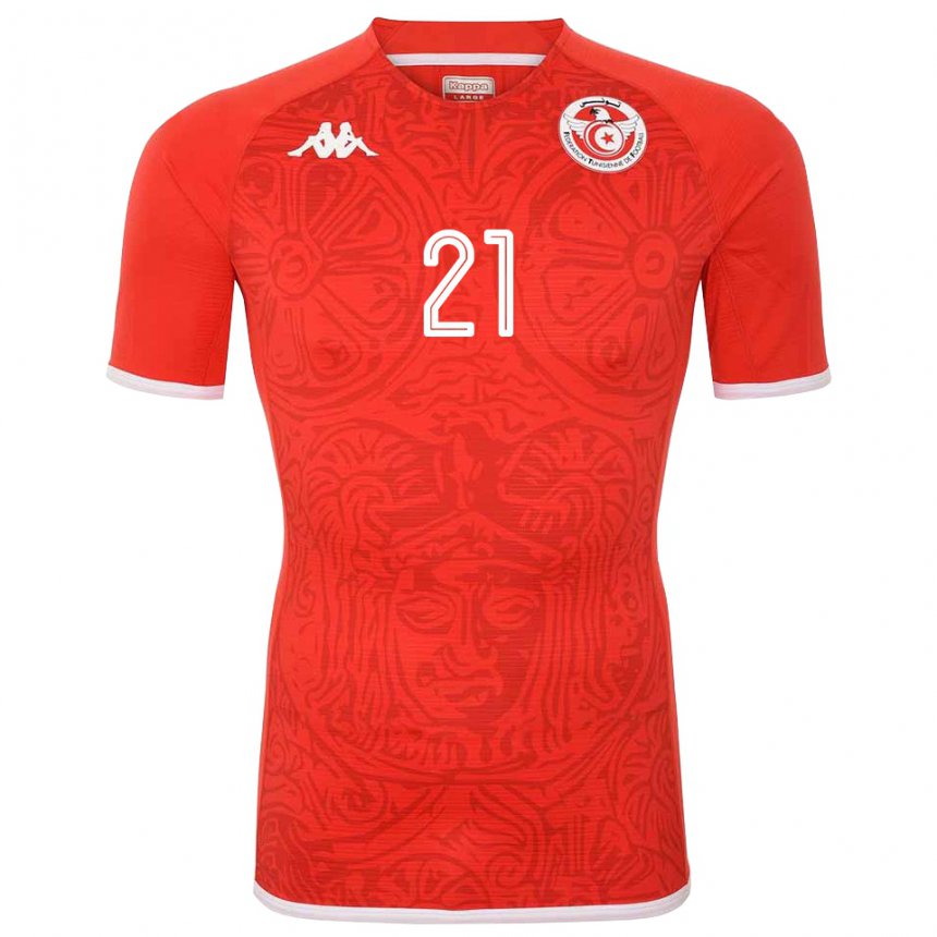 Bambino Maglia Tunisia Hamza Mathlouthi #21 Rosso Kit Gara Home 22-24 Maglietta