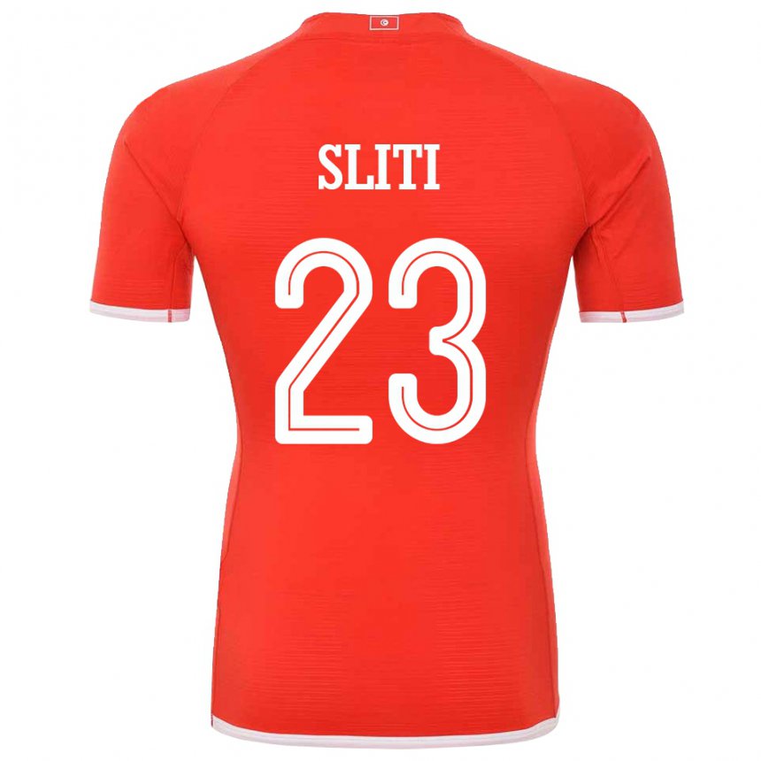 Bambino Maglia Tunisia Naim Sliti #23 Rosso Kit Gara Home 22-24 Maglietta