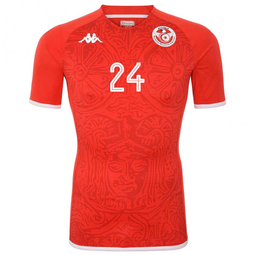 Bambino Maglia Tunisia Rami Kaib #24 Rosso Kit Gara Home 22-24 Maglietta