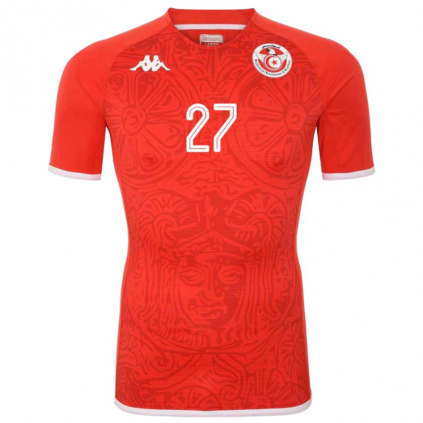 Bambino Maglia Tunisia Issam Jebali #27 Rosso Kit Gara Home 22-24 Maglietta