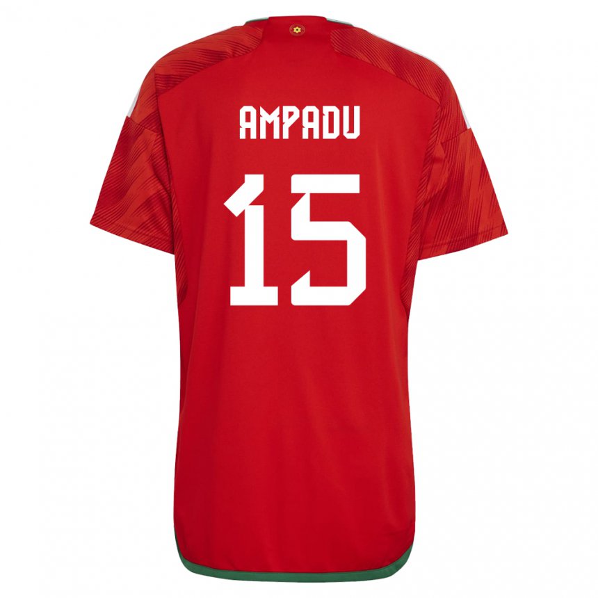 Bambino Maglia Galles Ethan Ampadu #15 Rosso Kit Gara Home 22-24 Maglietta