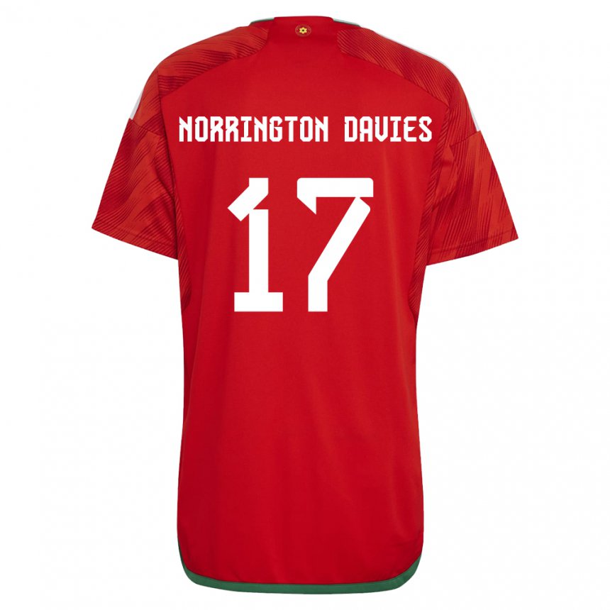 Bambino Maglia Galles Rhys Norrington Davies #17 Rosso Kit Gara Home 22-24 Maglietta