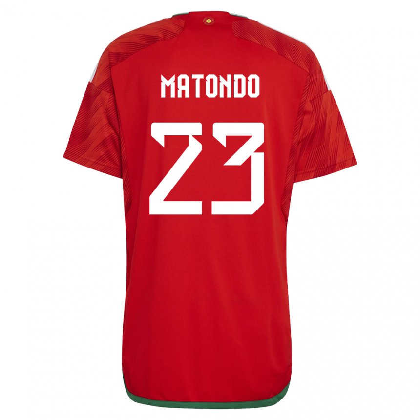 Bambino Maglia Galles Rabbi Matondo #23 Rosso Kit Gara Home 22-24 Maglietta