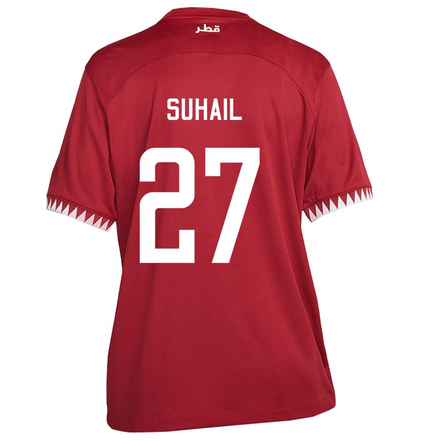 Bambino Maglia Qatar Ahmed Suhail #27 Marrone Kit Gara Home 22-24 Maglietta