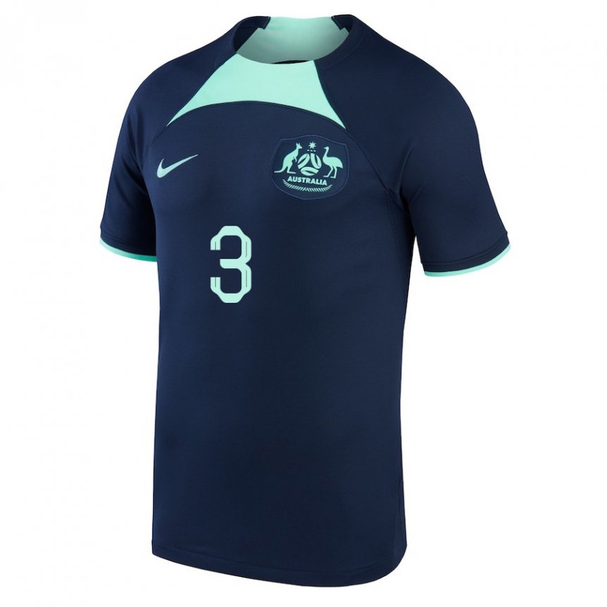 Bambino Maglia Australia Nathaniel Atkinson #3 Blu Scuro Kit Gara Away 22-24 Maglietta