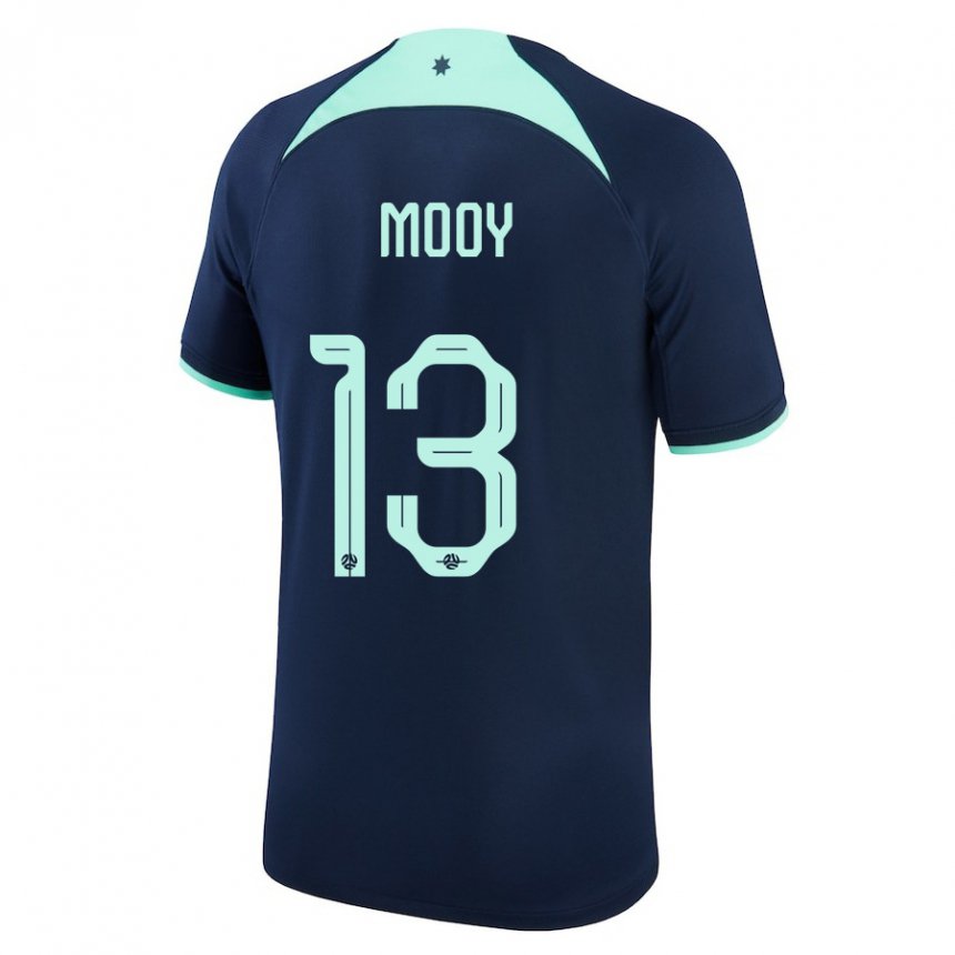 Bambino Maglia Australia Aaron Mooy #13 Blu Scuro Kit Gara Away 22-24 Maglietta