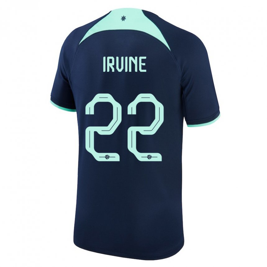 Bambino Maglia Australia Jackson Irvine #22 Blu Scuro Kit Gara Away 22-24 Maglietta