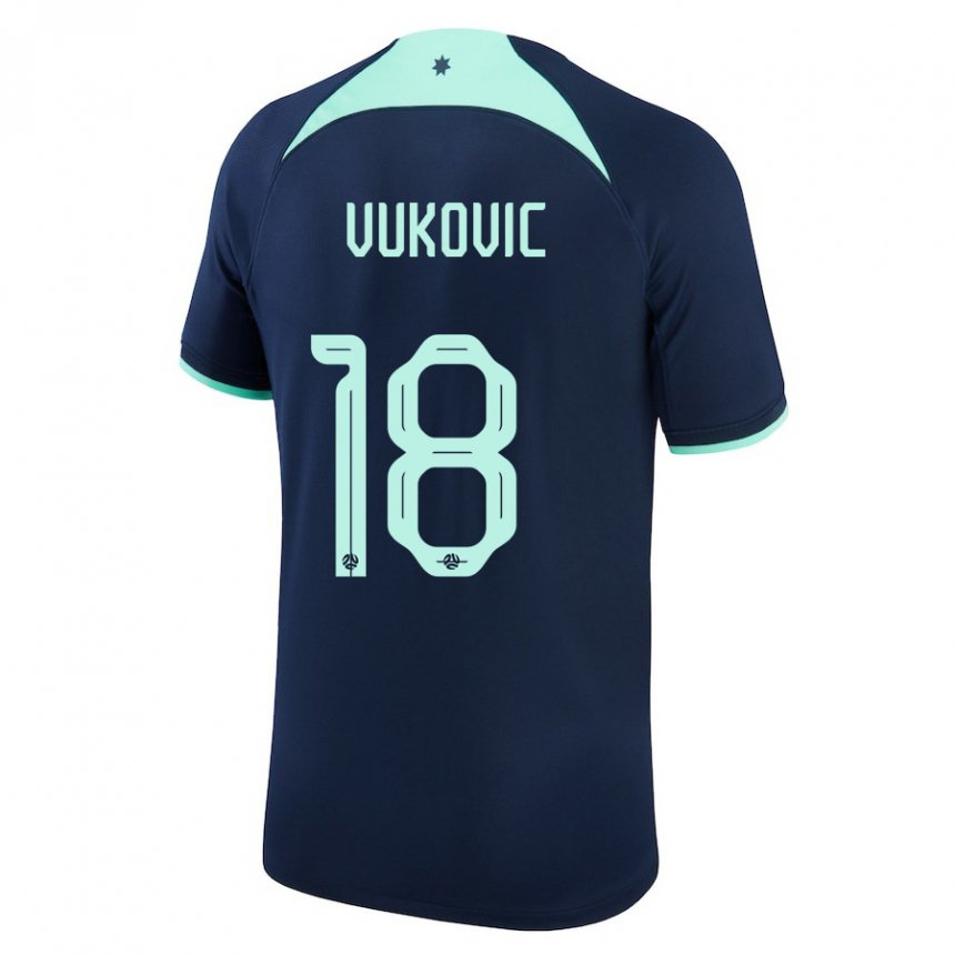 Bambino Maglia Australia Danny Vukovic #18 Blu Scuro Kit Gara Away 22-24 Maglietta