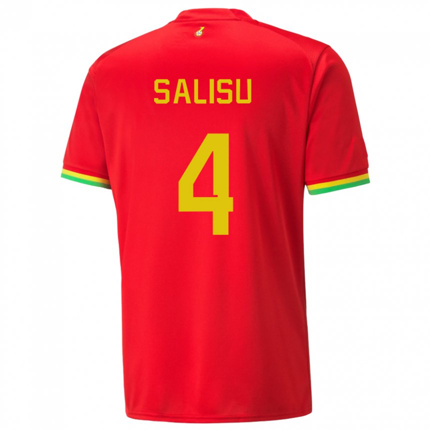 Bambino Maglia Ghana Mohammed Salisu #4 Rosso Kit Gara Away 22-24 Maglietta