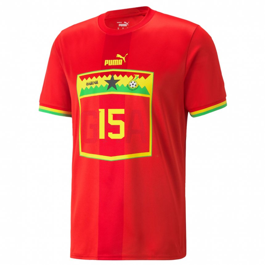 Bambino Maglia Ghana Joseph Aidoo #15 Rosso Kit Gara Away 22-24 Maglietta