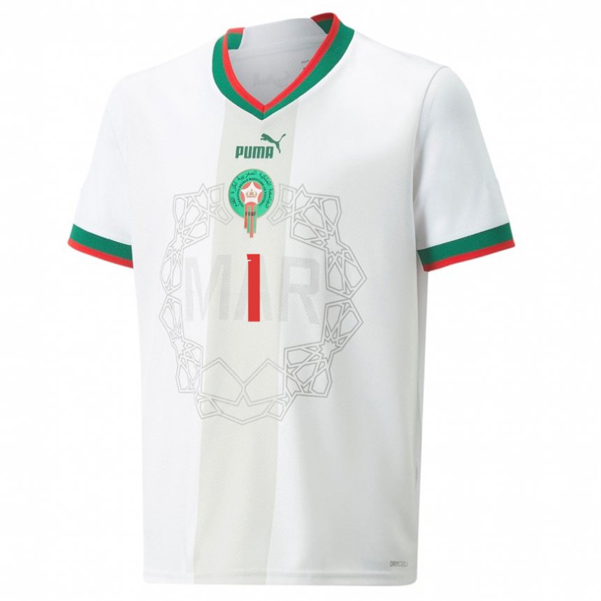 Bambino Maglia Marocco Yassine Bounnou #1 Bianco Kit Gara Away 22-24 Maglietta