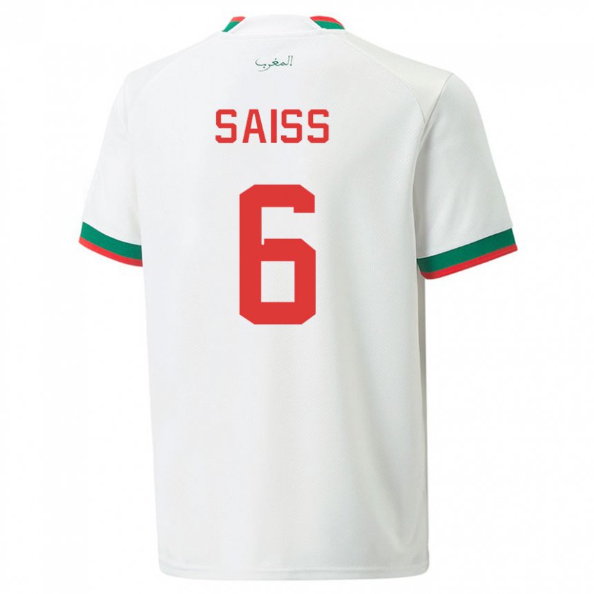 Bambino Maglia Marocco Romain Saiss #6 Bianco Kit Gara Away 22-24 Maglietta