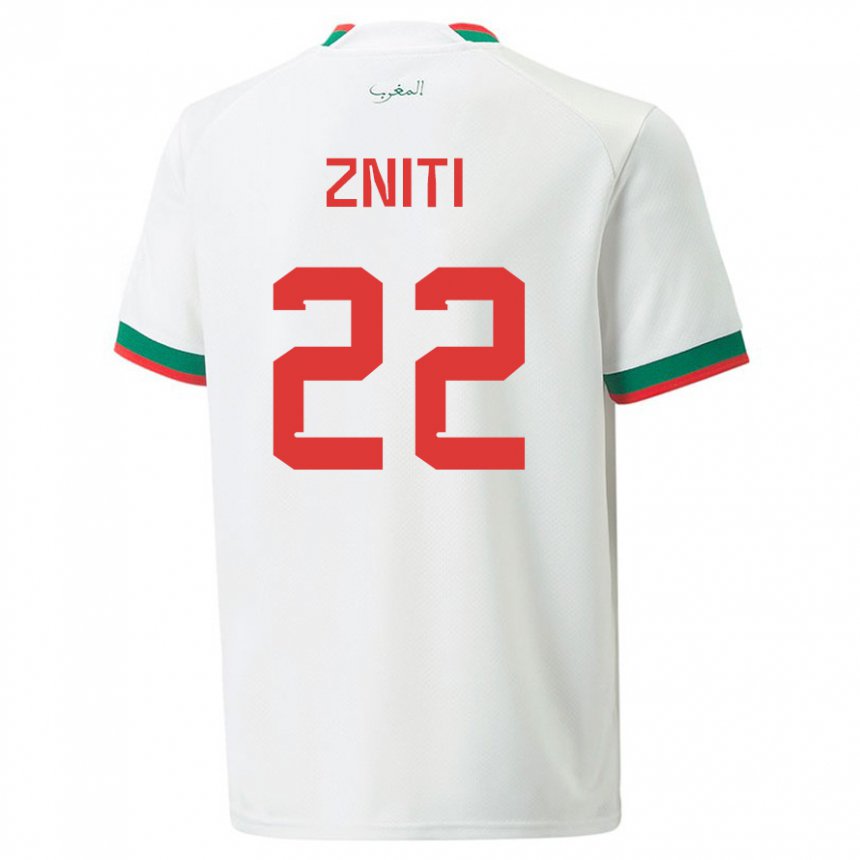 Bambino Maglia Marocco Anas Zniti #22 Bianco Kit Gara Away 22-24 Maglietta