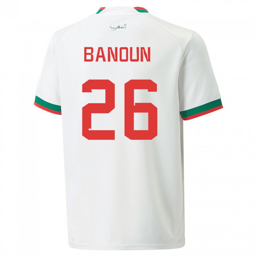 Bambino Maglia Marocco Badr Banoun #26 Bianco Kit Gara Away 22-24 Maglietta