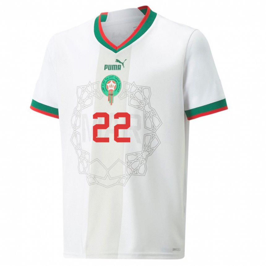 Bambino Maglia Marocco Ahmed Reda Tagnaouti #22 Bianco Kit Gara Away 22-24 Maglietta