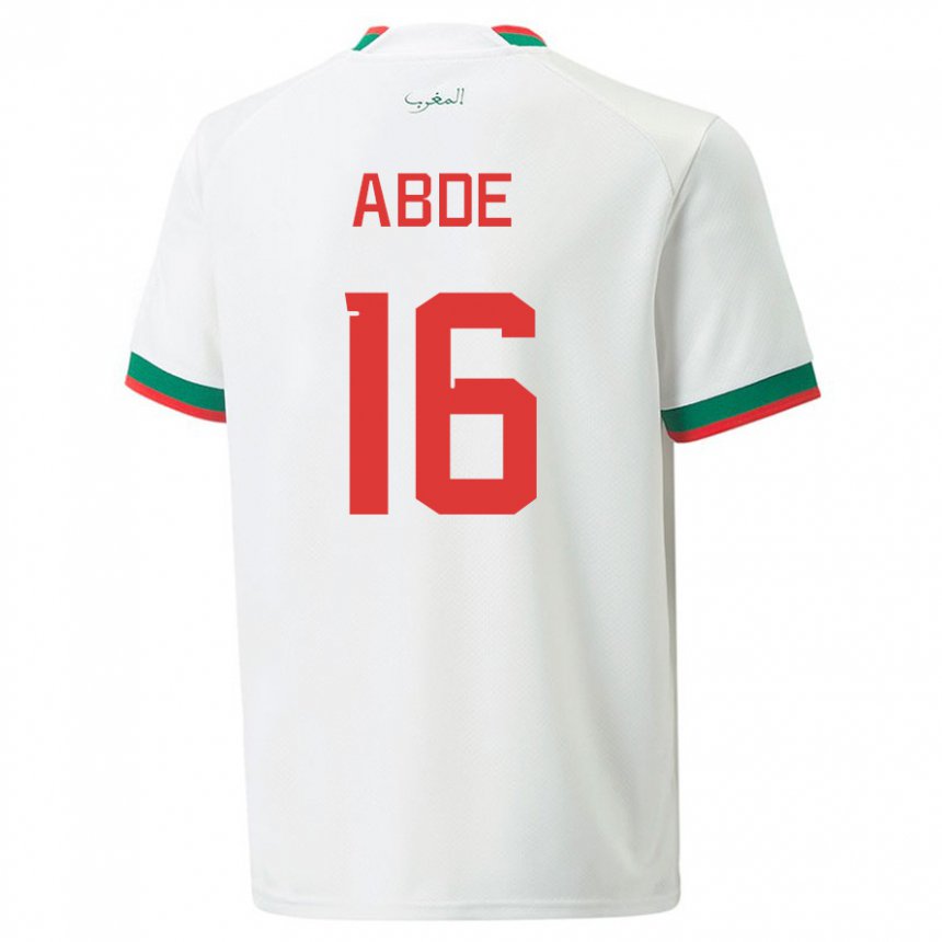 Bambino Maglia Marocco Ez Abde #16 Bianco Kit Gara Away 22-24 Maglietta