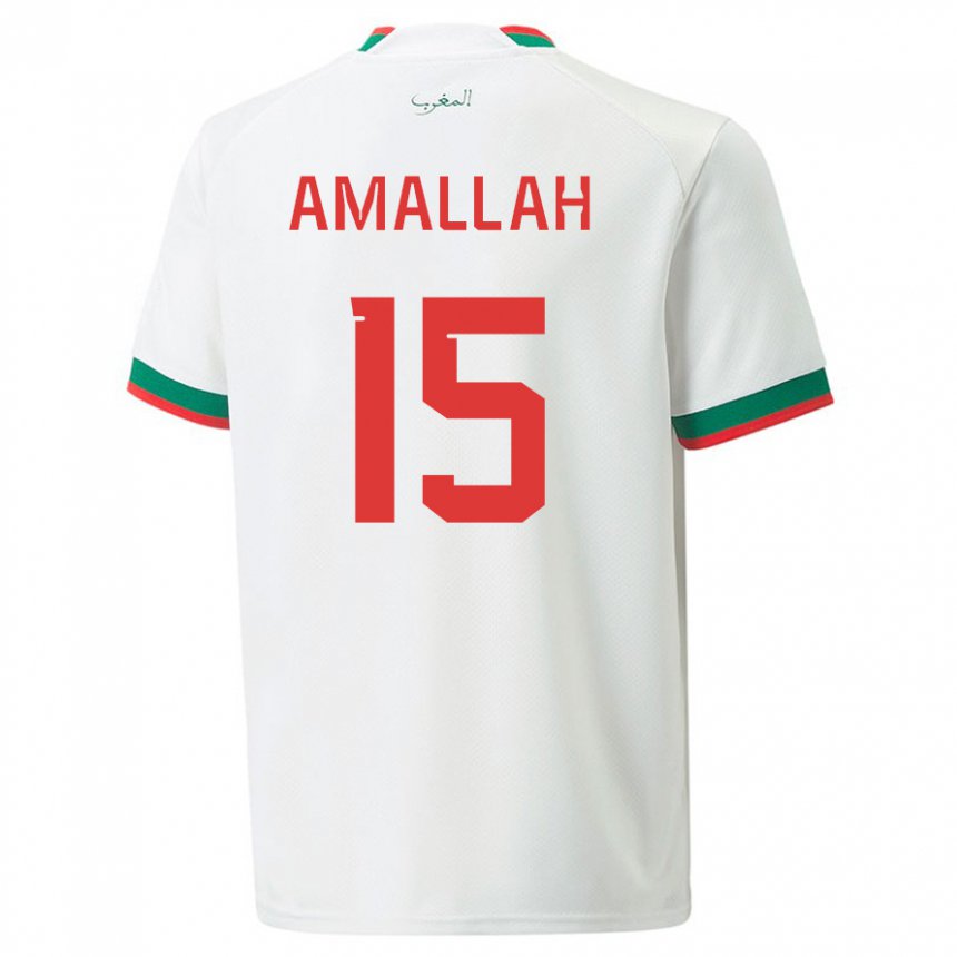 Bambino Maglia Marocco Selim Amallah #15 Bianco Kit Gara Away 22-24 Maglietta