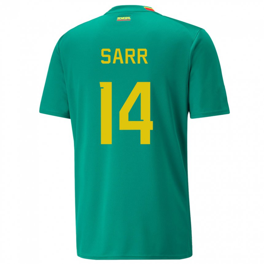 Bambino Maglia Senegal Pape Sarr #14 Verde Kit Gara Away 22-24 Maglietta