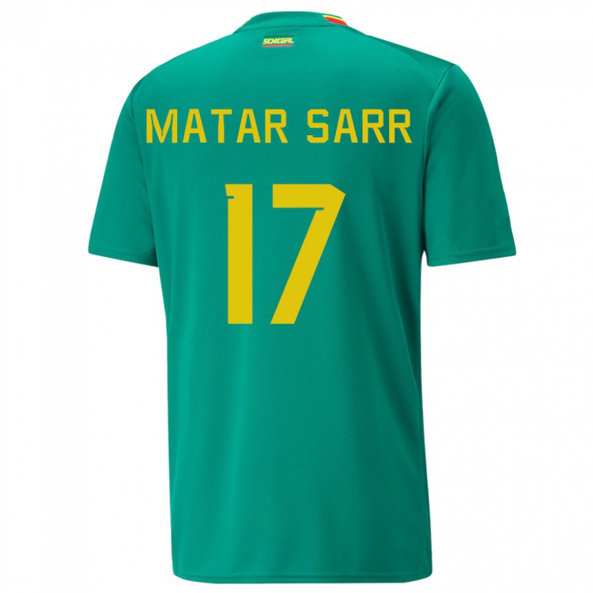 Bambino Maglia Senegal Pape Matar Sarr #17 Verde Kit Gara Away 22-24 Maglietta