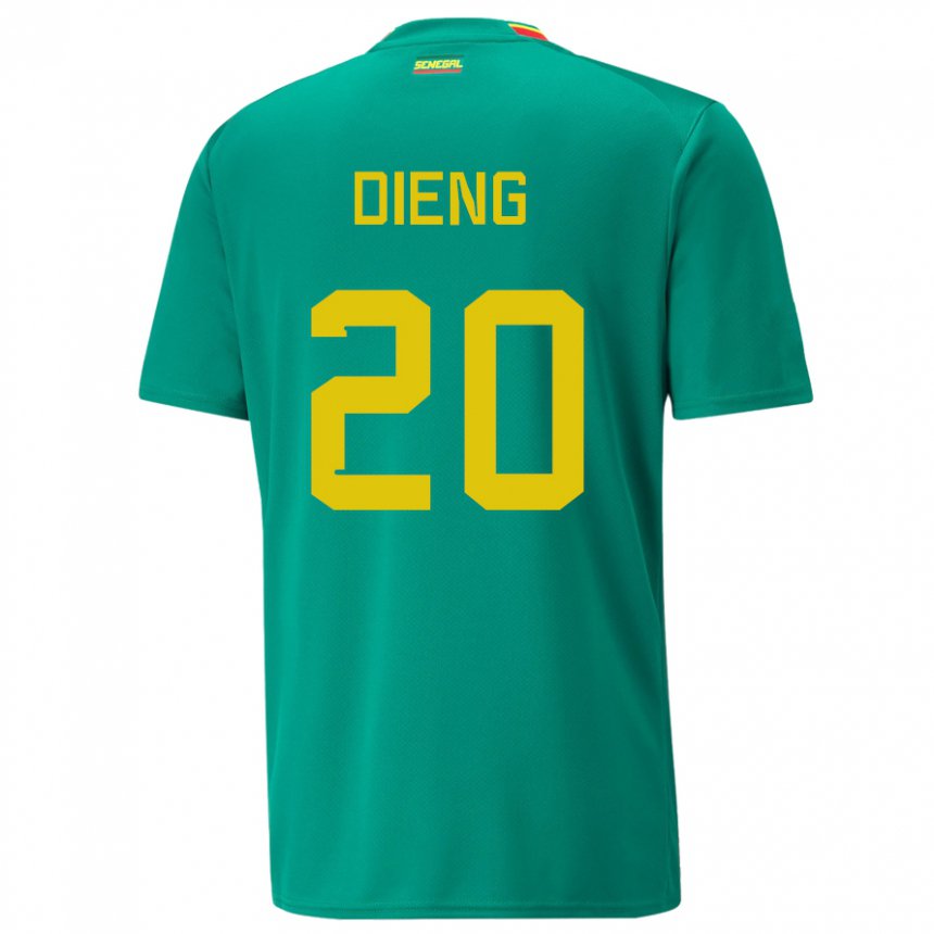 Bambino Maglia Senegal Bamba Dieng #20 Verde Kit Gara Away 22-24 Maglietta