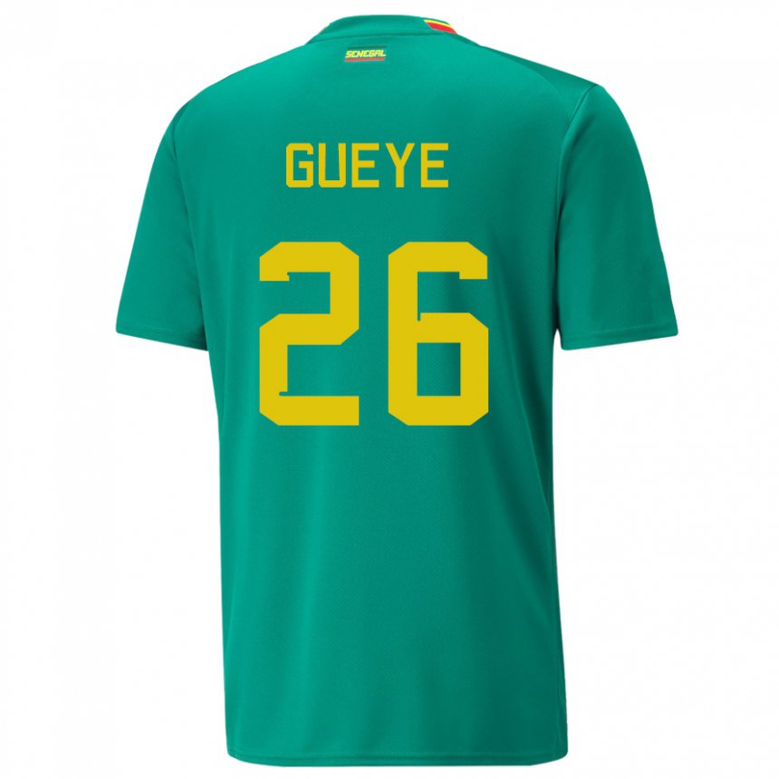 Bambino Maglia Senegal Pape Gueye #26 Verde Kit Gara Away 22-24 Maglietta