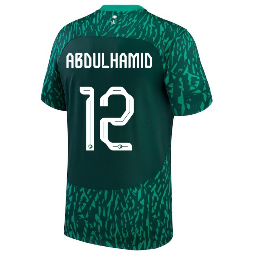 Bambino Maglia Arabia Saudita Saud Abdulhamid #12 Verde Scuro Kit Gara Away 22-24 Maglietta